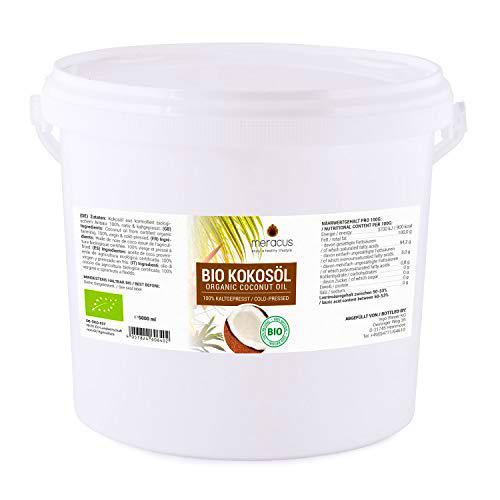 meracus - Aceite de coco orgánico, nativo en cubo, 1 unidad (5 l)