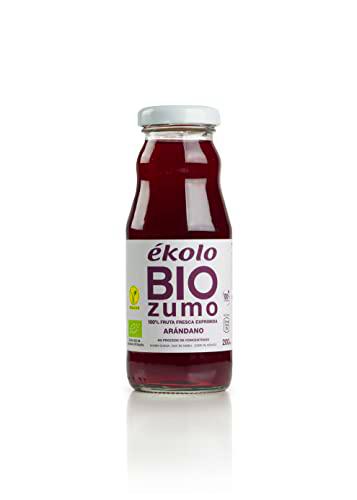 Ekolo Zumo de Arándanos Ecológico, 100% Exprimido, 12 Botellas x 200 ml, 2400 ml