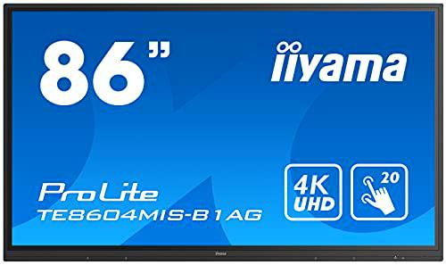 iiyama TE8604MIS-B1AG Pantalla de señalización Pantalla Plana para señalización Digital 2,18 m (86") IPS 4K Ultra HD Negro Pantalla táctil Procesador Incorporado Android