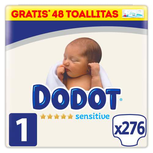 Dodot Pañales Bebé Sensitive Talla 1 (2-5 kg), 276 Pañales