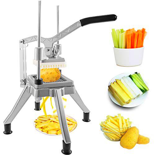 Happybuy Cortadora Comercial de Verduras Picador de 1/4 Pulgada Trituradora Cortador de Patatas Fritas Cocina Cortador de Verdoras Utensilios de Cocina Profesional Cuchillo de Acero Inoxidable