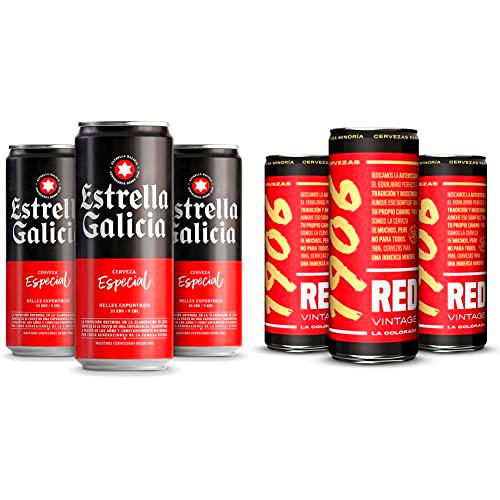Estrella Galicia Especial Cerveza, 24 x 330ml + Cerveza 1906 Red Vintage Pack 24x33cl latas
